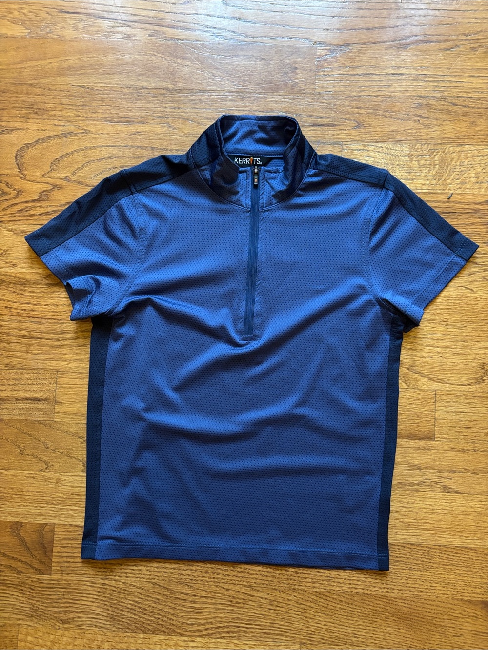 Kerrits Navy & Dark Blue Short-Sleeve Half-Zip Equestrian Top Kids Small